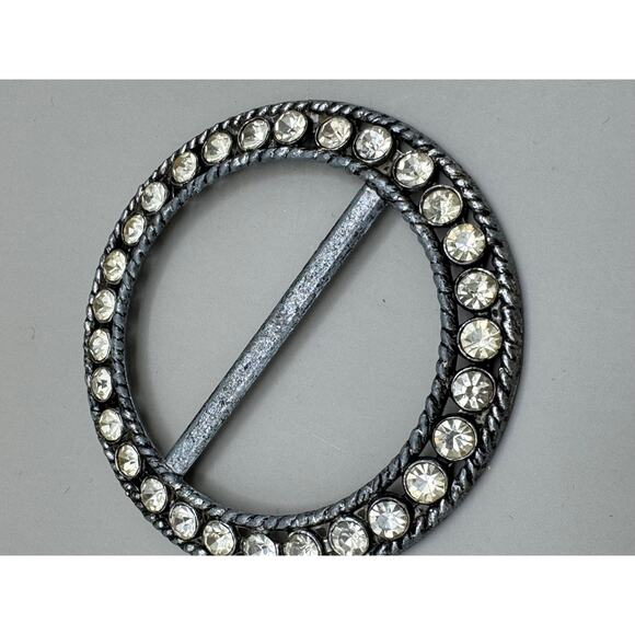 Vintage Art Deco Clear Crystal Belt Slide / Large Scarf Slide - Picture 5 of 9